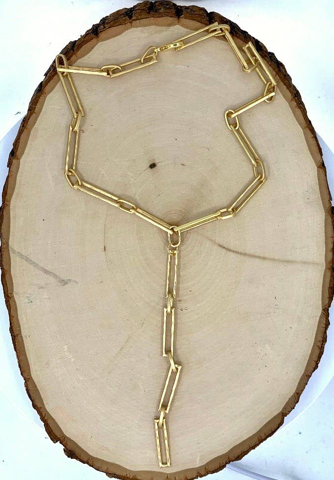 Rectangle Link Lariat Necklace