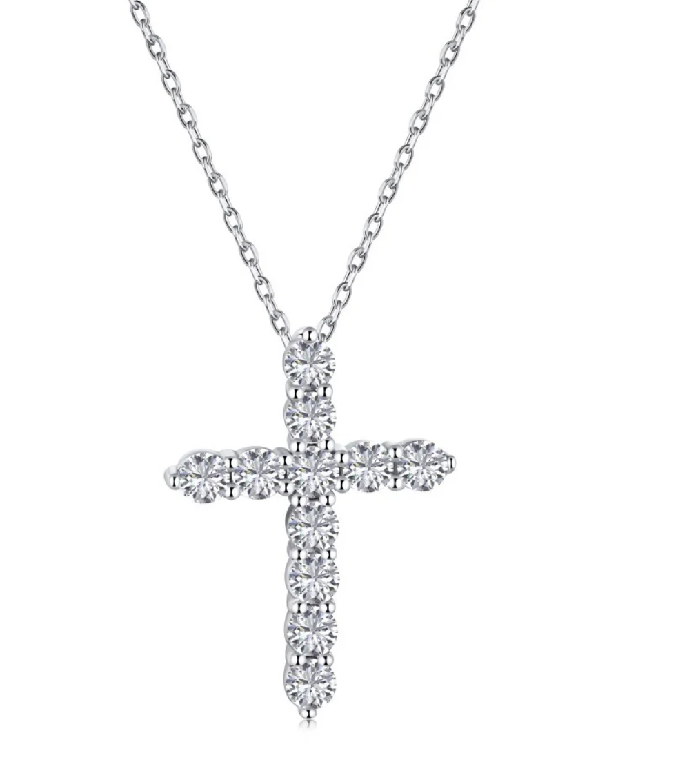 CZ Cross Necklace Stainless Steel