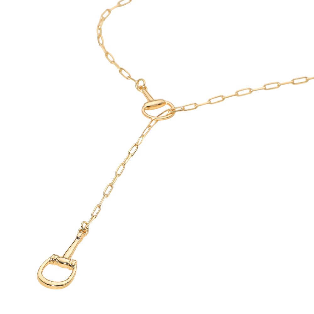 Metal Horsebit Link Sliding Paperclip Chain Necklace