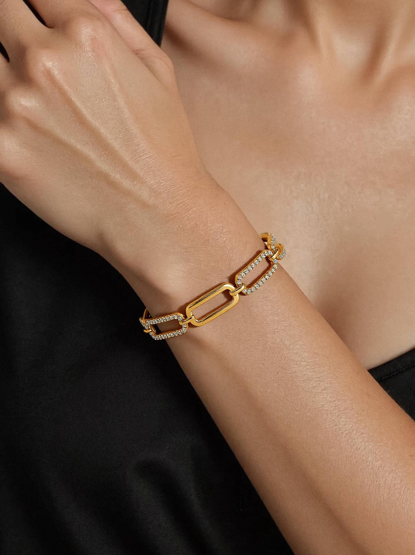 Évasion 18K Gold Glam Rhinestone Chain Bracelet