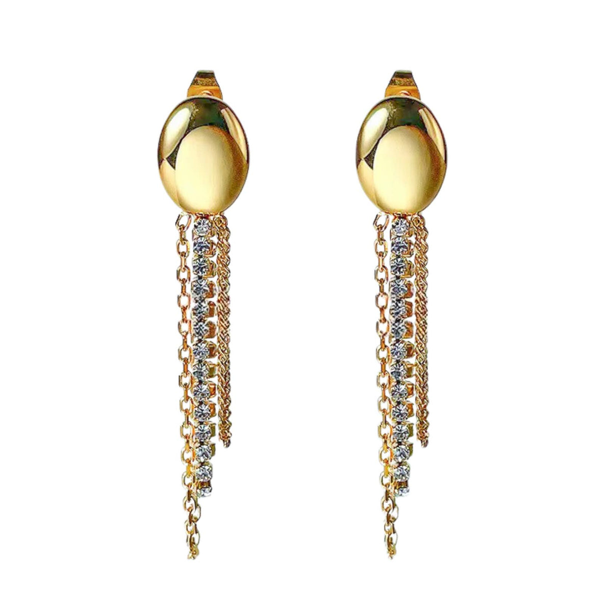 Oval Tennis Chain Dangle Earrings