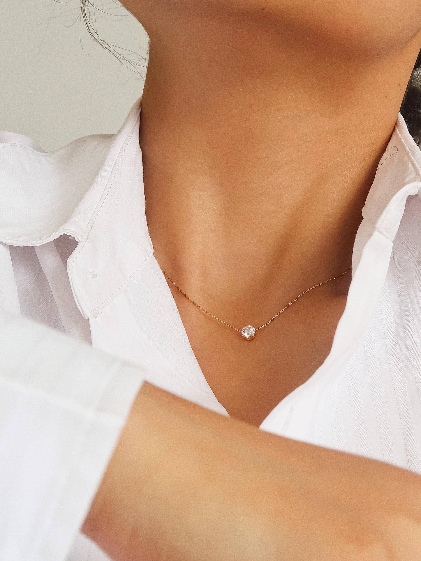 Ciara 18K Petite Round CZ Necklace