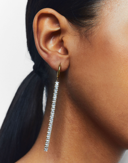 Hoop Tennis CZ drop earring 14K Sterling Silver Vermeil