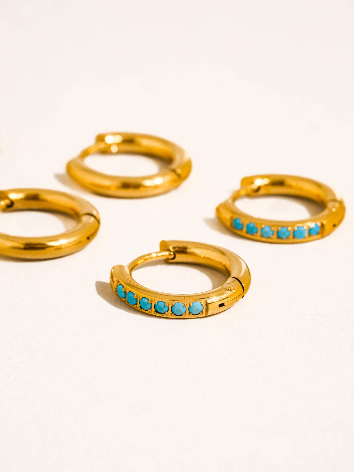 Ivalo 18K Gold Turquoise Huggie Earring Set