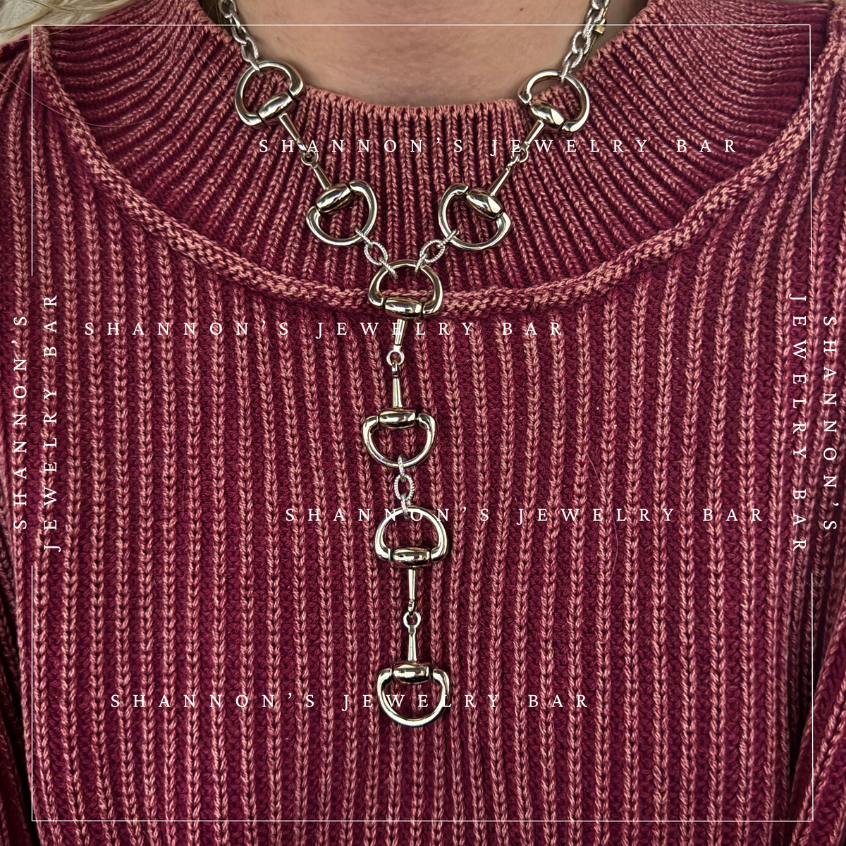 Horse Bit Lariat Statement Necklace