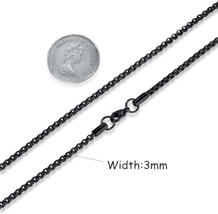 Stainless Steel Black Rolo Cable Chain