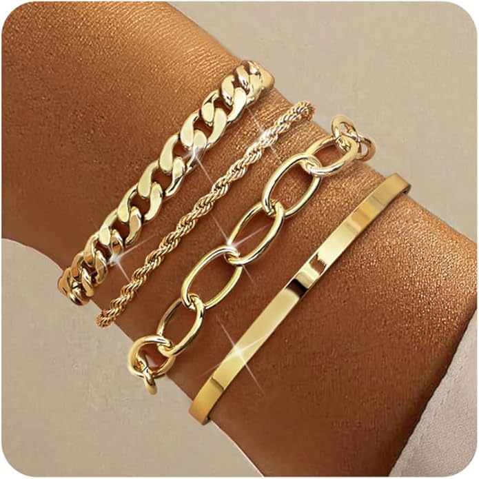 Chunky Plated Bracelet Set