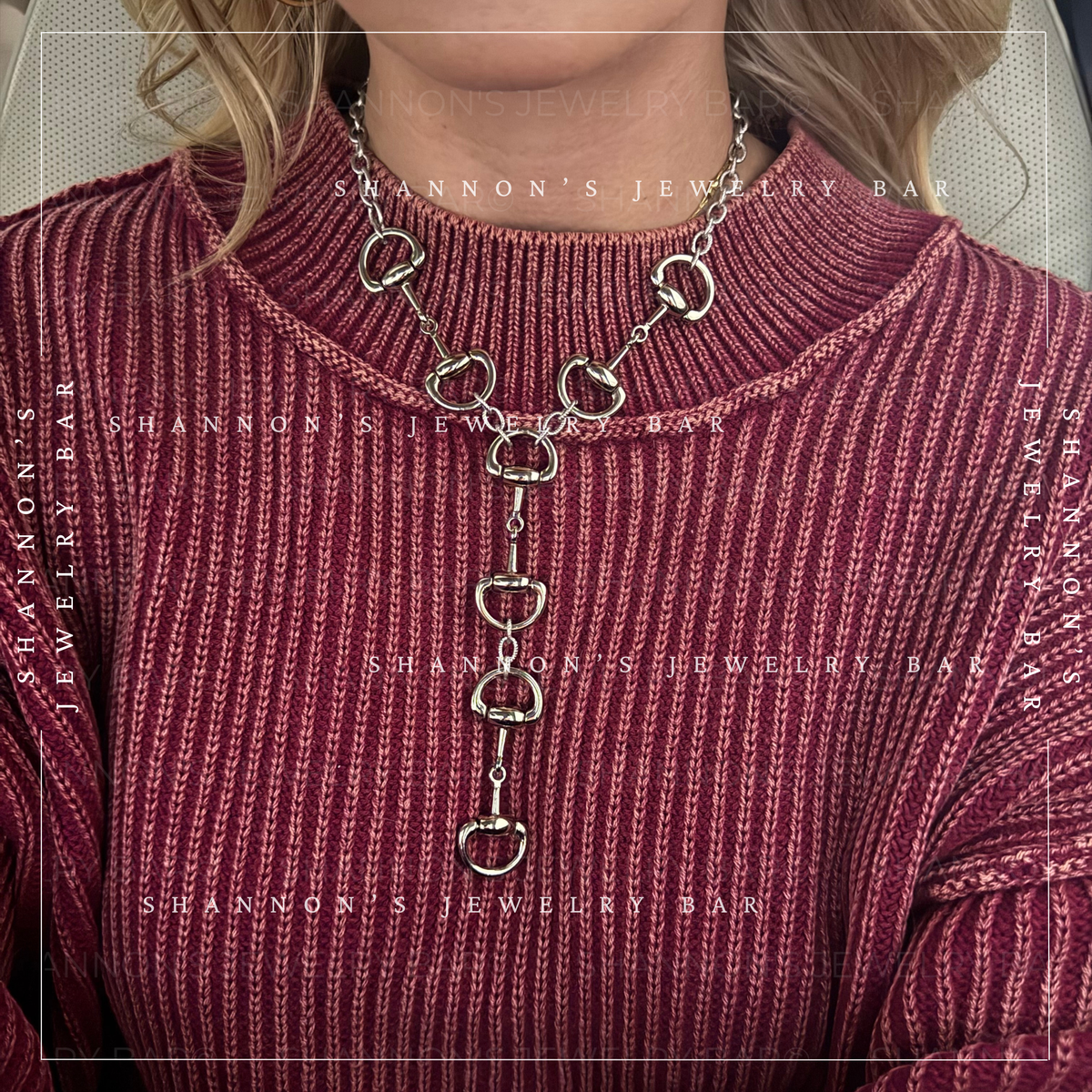 Horse Bit Lariat Statement Necklace