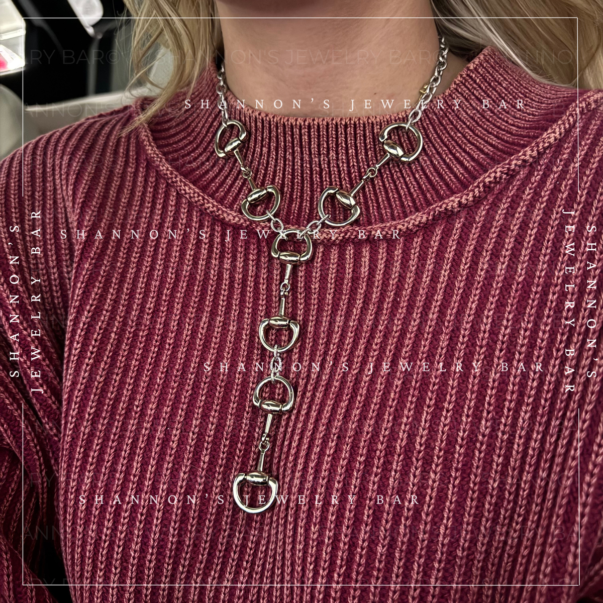 Horse Bit Lariat Statement Necklace