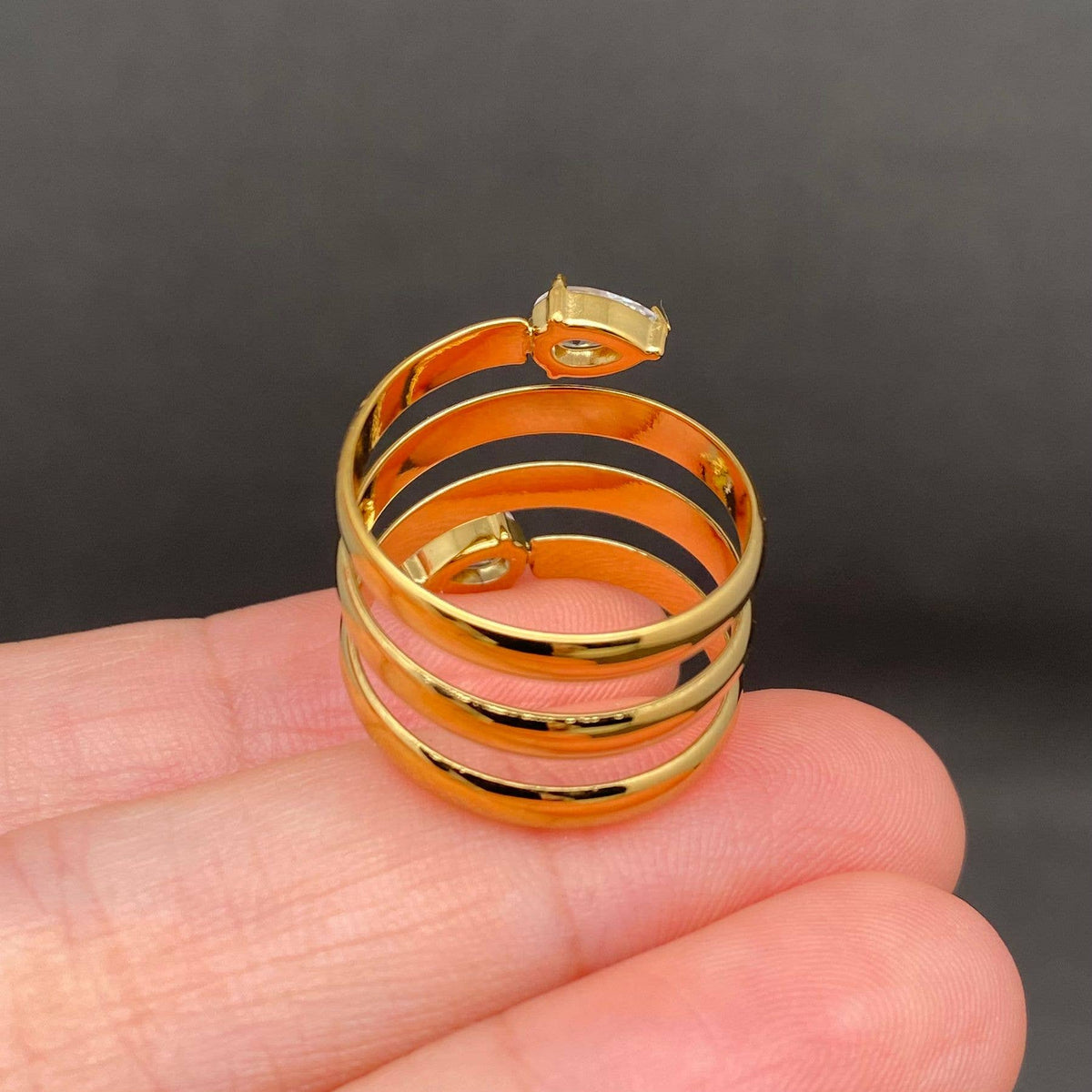 Double Zircon Snake Ring