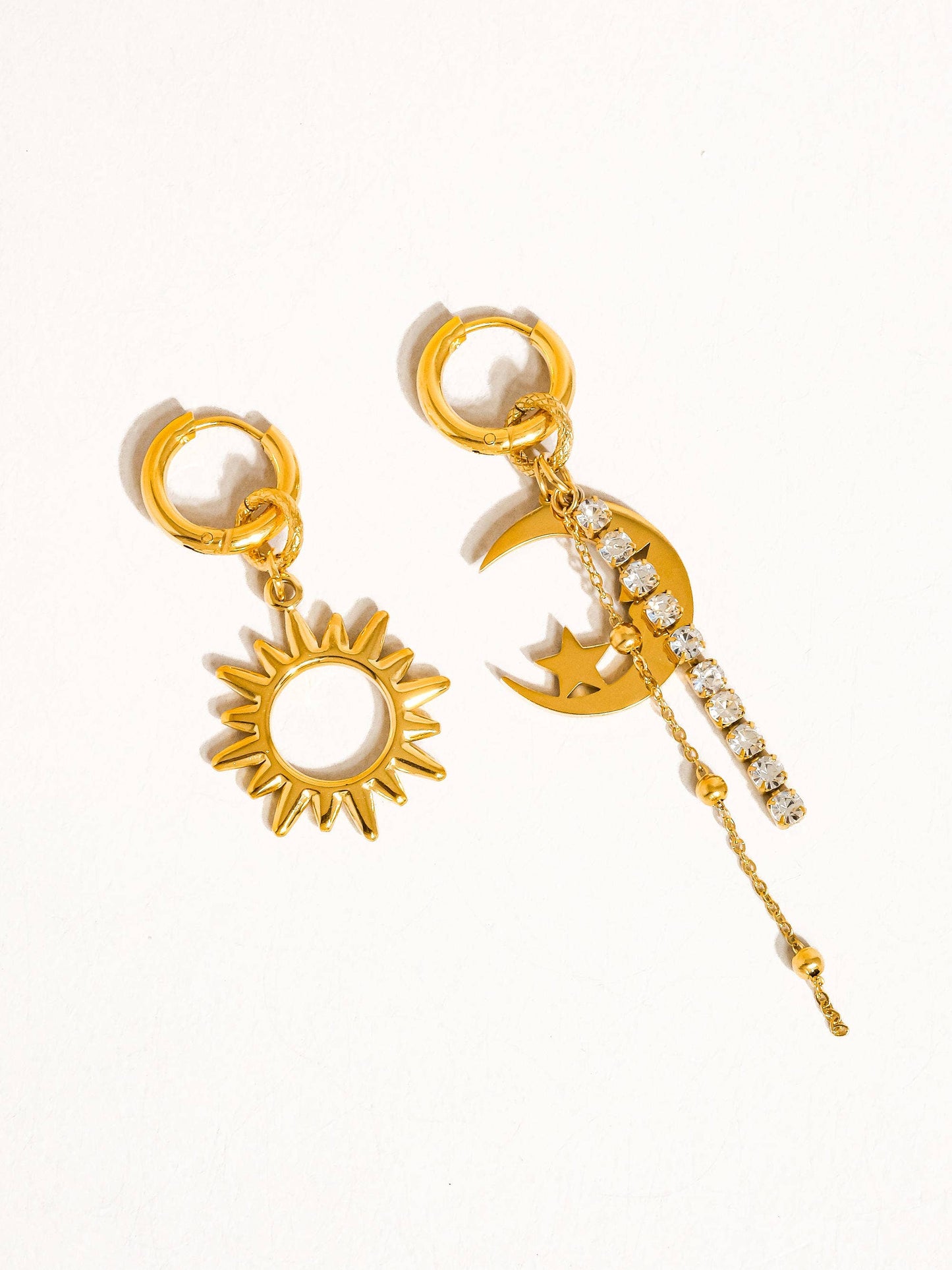 Edmée 18K Gold Mismatch Sun and Moon Earring