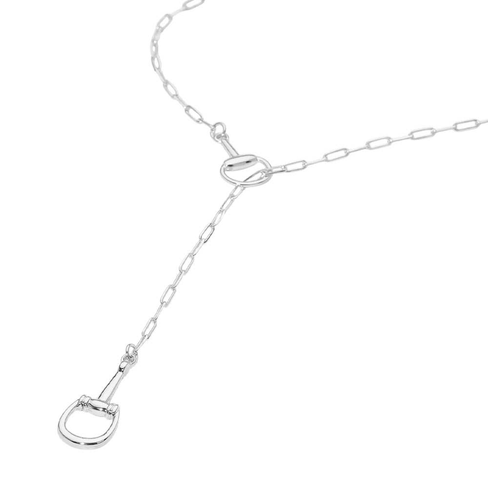 Metal Horsebit Link Sliding Paperclip Chain Necklace