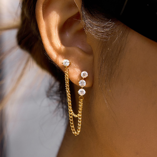 Tropez Chain Drop Earrings 18K Gold