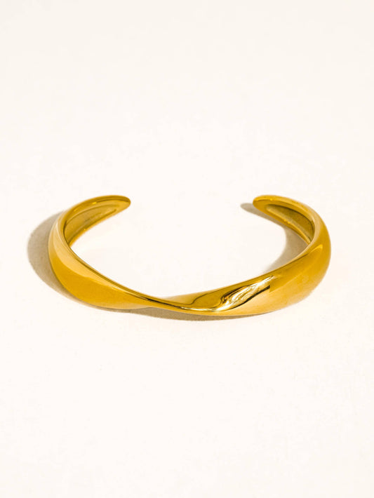 Fioren 18K Gold Sleek Twist Cuff Bracelet