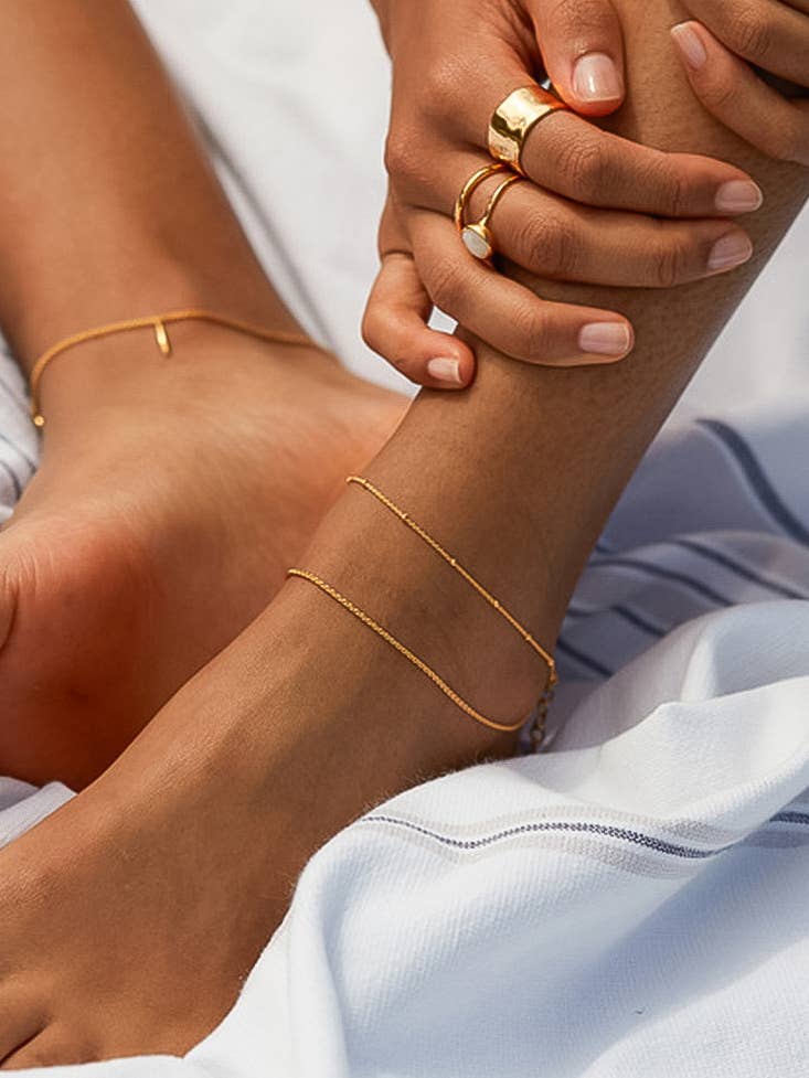 Pennie 18K Gold Layered Chain Anklets