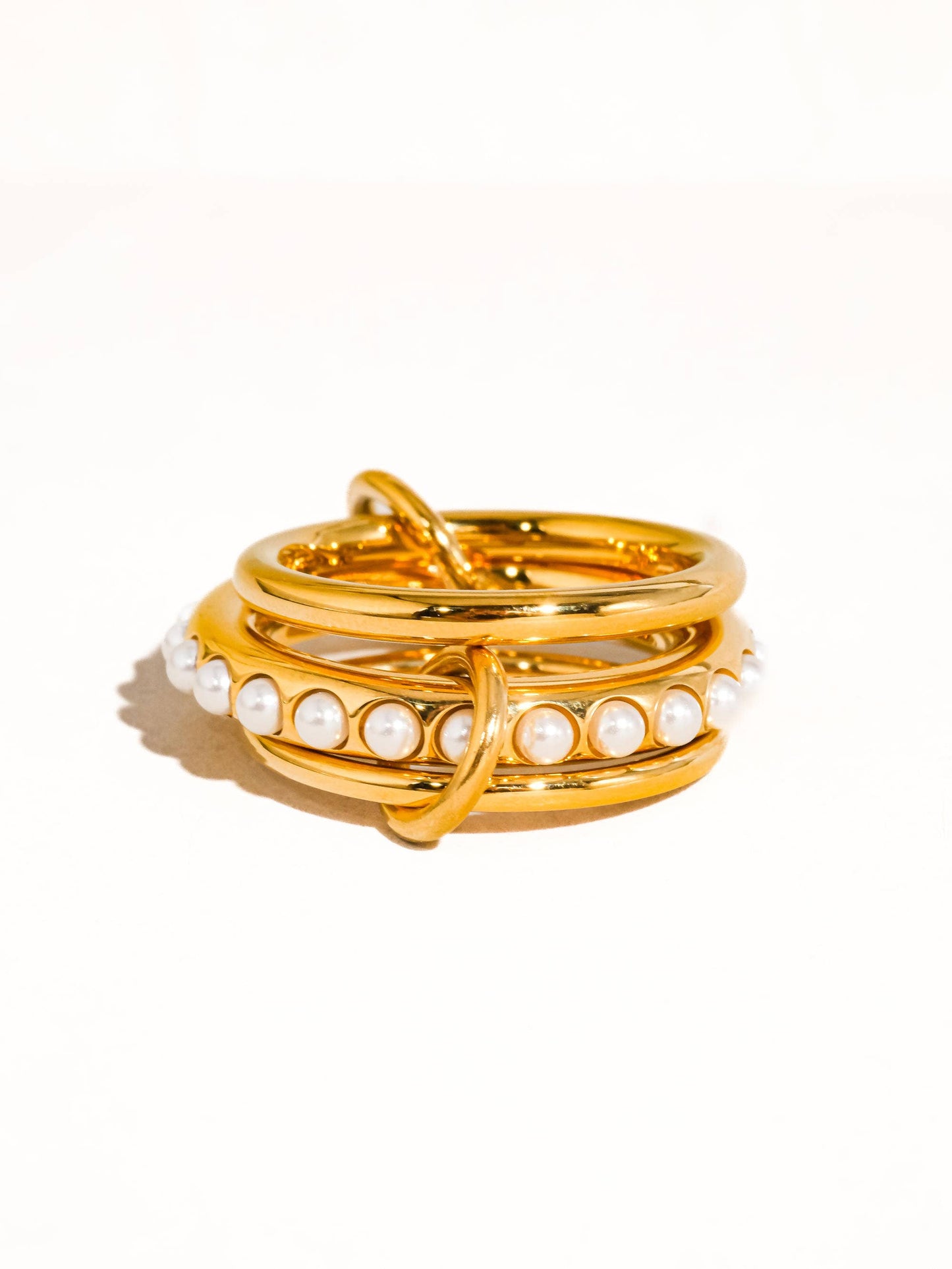 Danton 18K Gold Multi Stack Pearl Band Ring