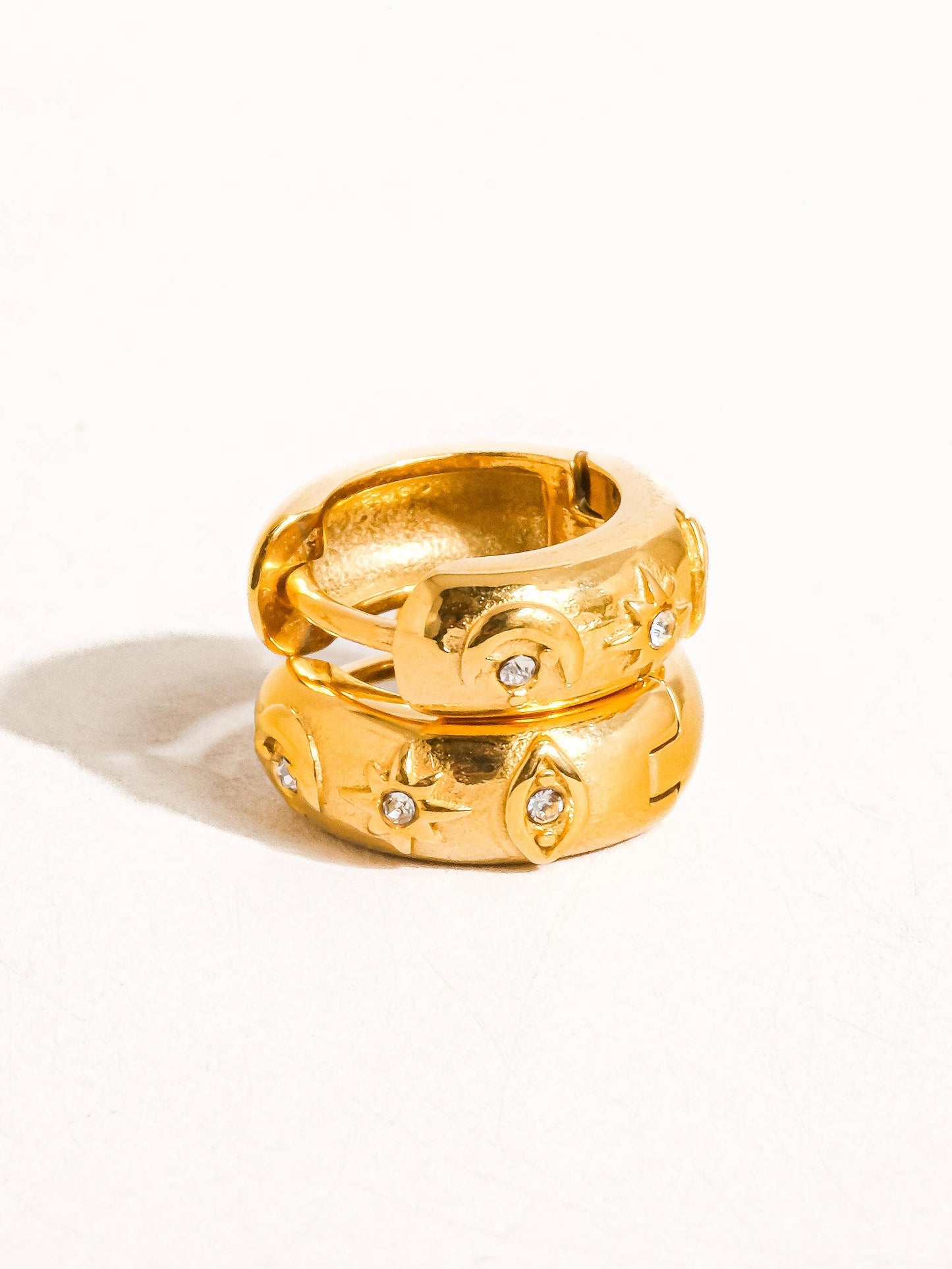 Orazio 18K Gold CZ Star Hoop Earring