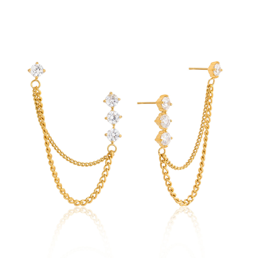 Tropez Chain Drop Earrings 18K Gold