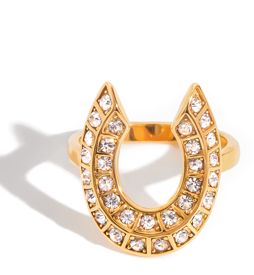 Lucky Horse Shoe CZ Ring