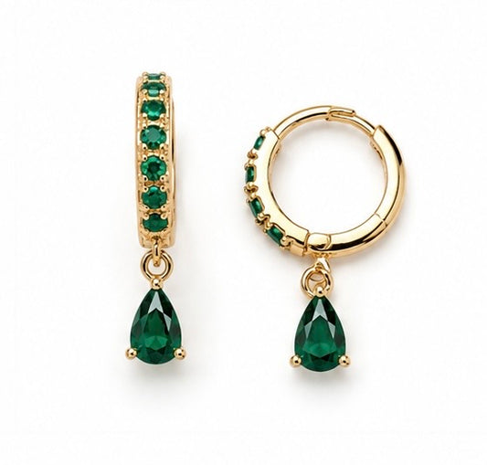 CZ Drop Huggie Hoop Earrings