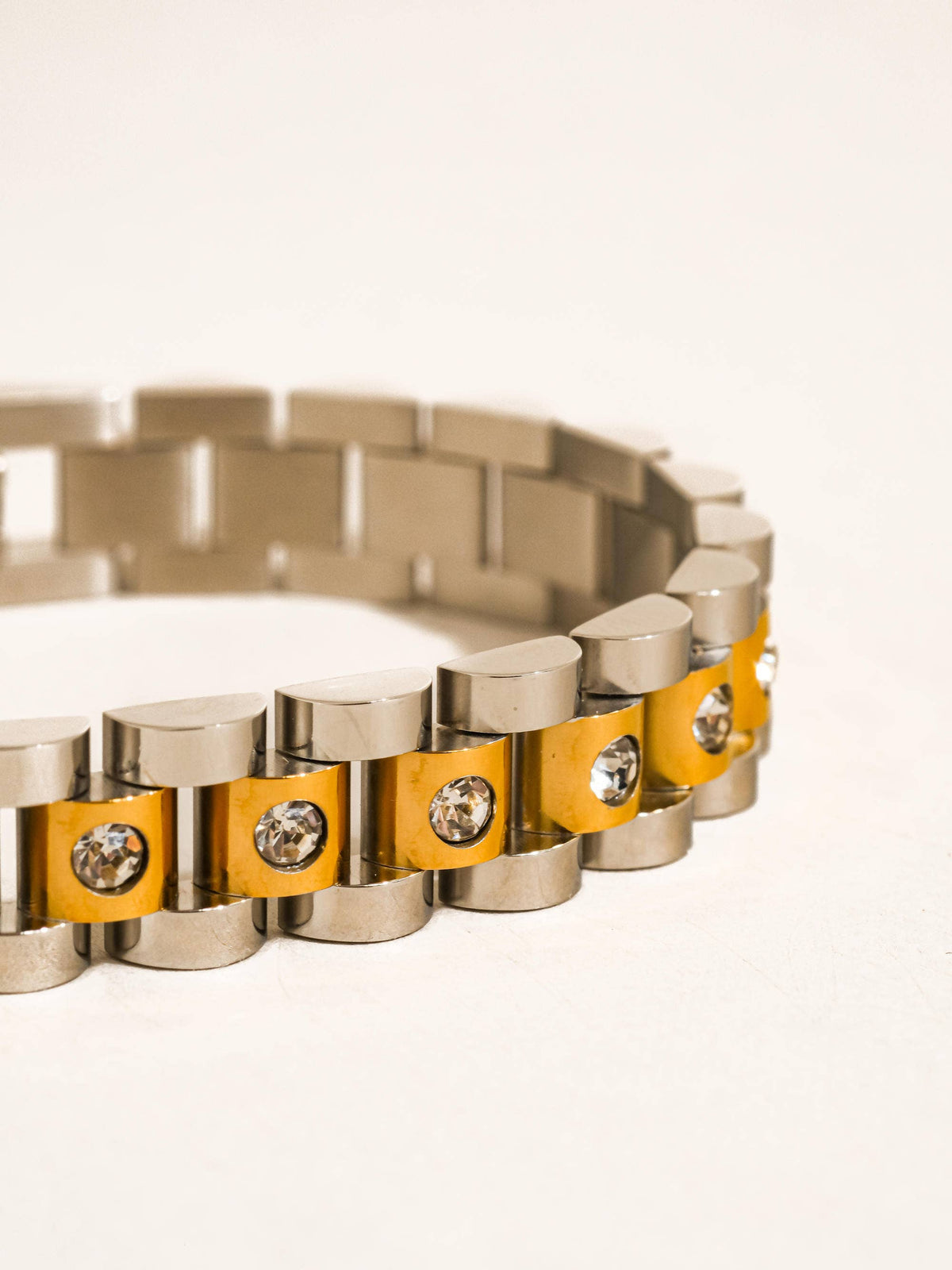 Faelys Crystal Two-Tone Watchband Bracelet