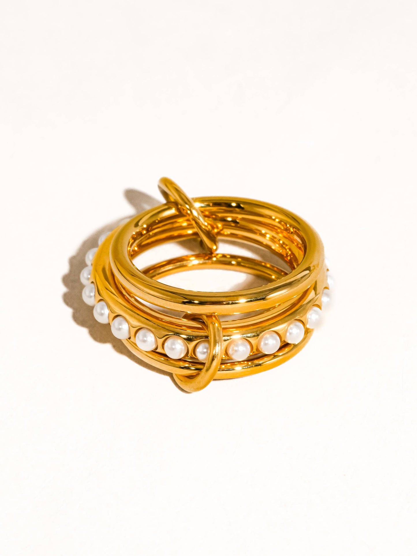 Danton 18K Gold Multi Stack Pearl Band Ring