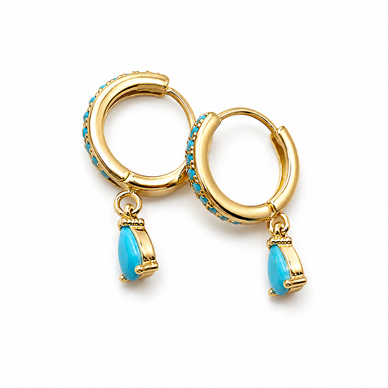 CZ Drop Huggie Hoop Earrings