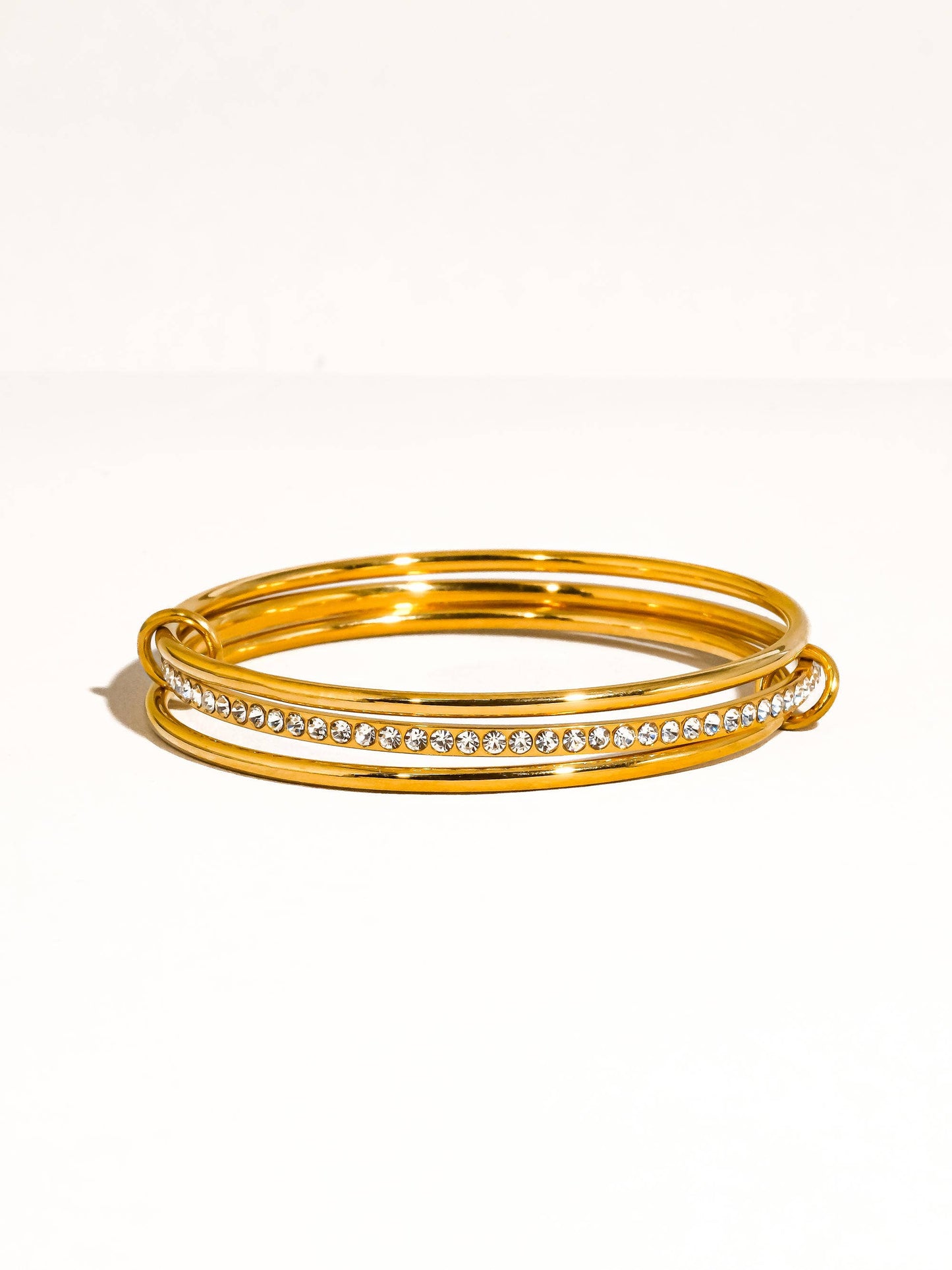 Frisson 18K Gold Rhinestone Stack Bracelet