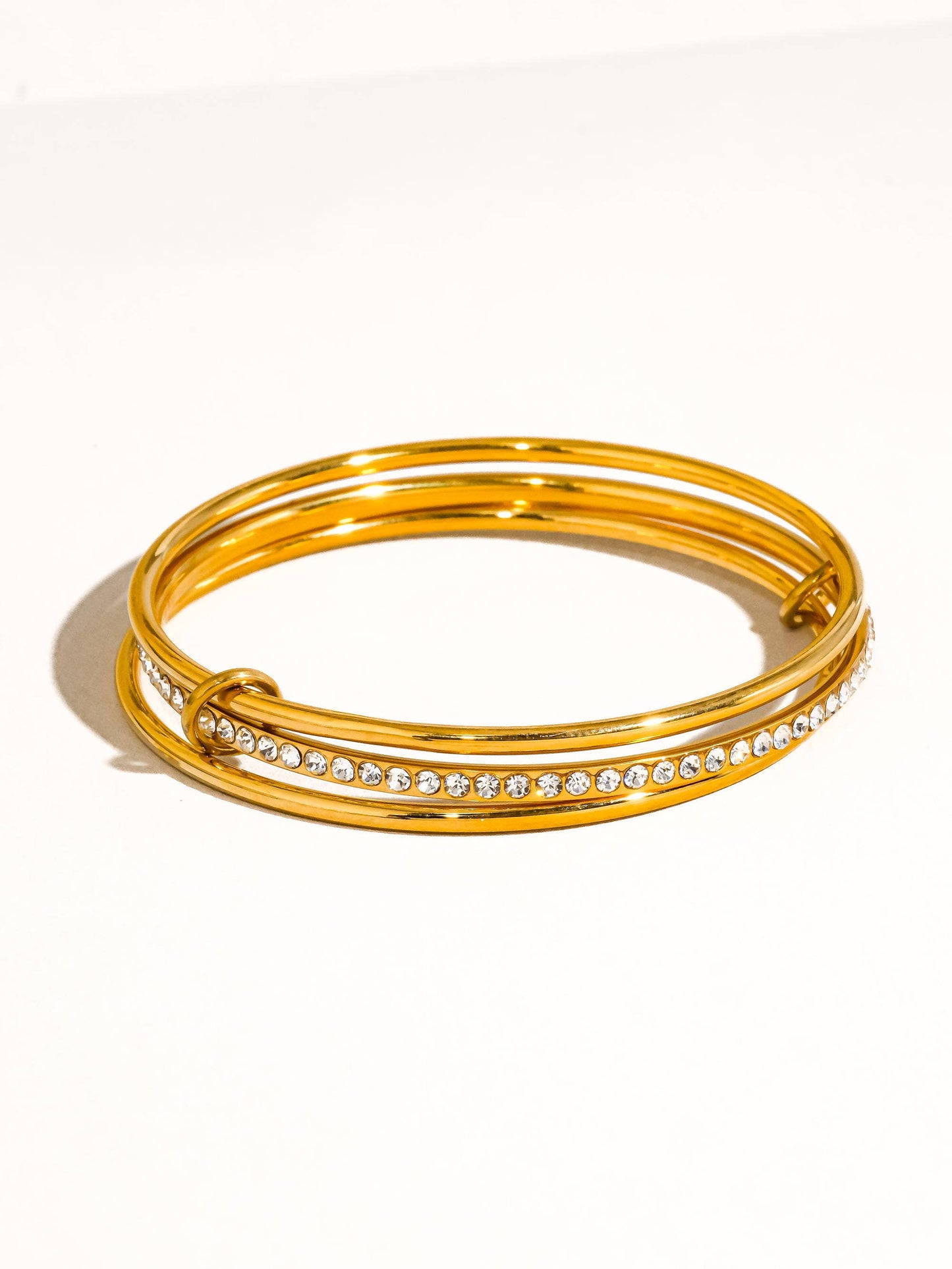 Frisson 18K Gold Rhinestone Stack Bracelet