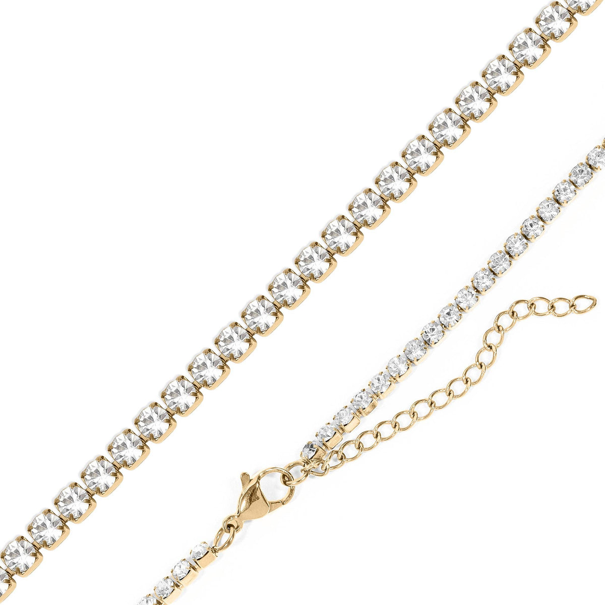Gold CZ Tennis Chain Necklace