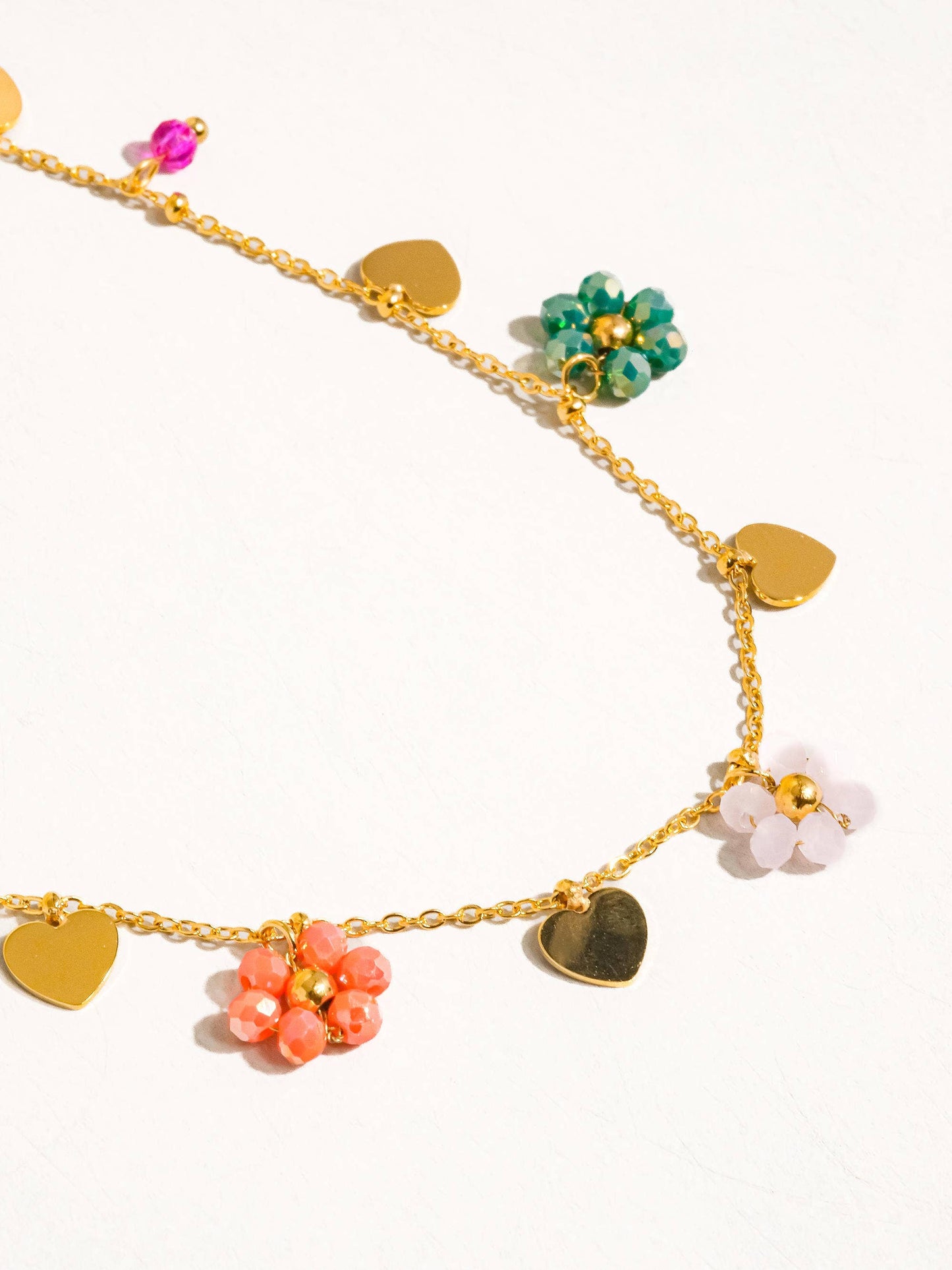 Melvin 18K Gold Flower & Hearts Necklace