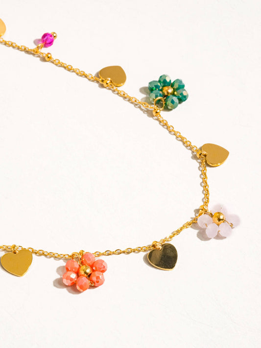 Melvin 18K Gold Flower & Hearts Necklace