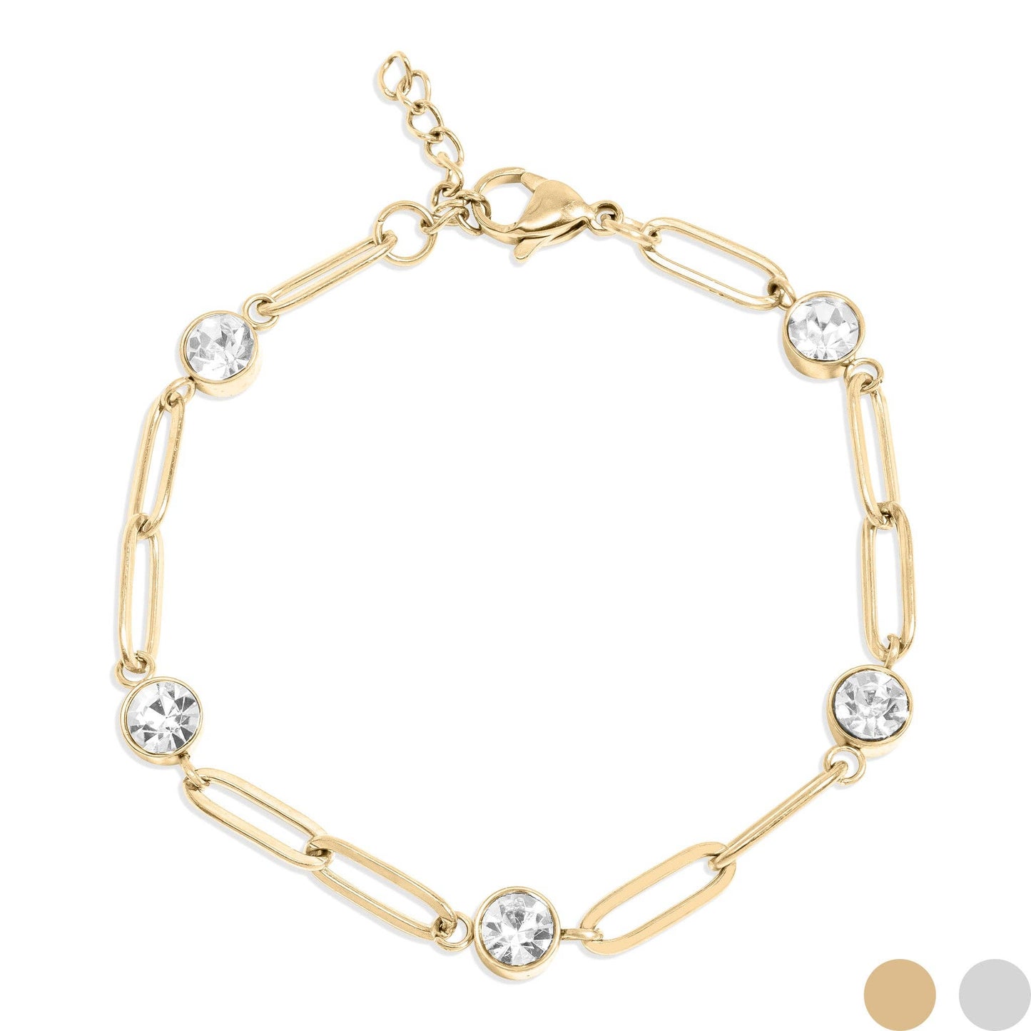 Station Stone Paperclip Chain Bracelet