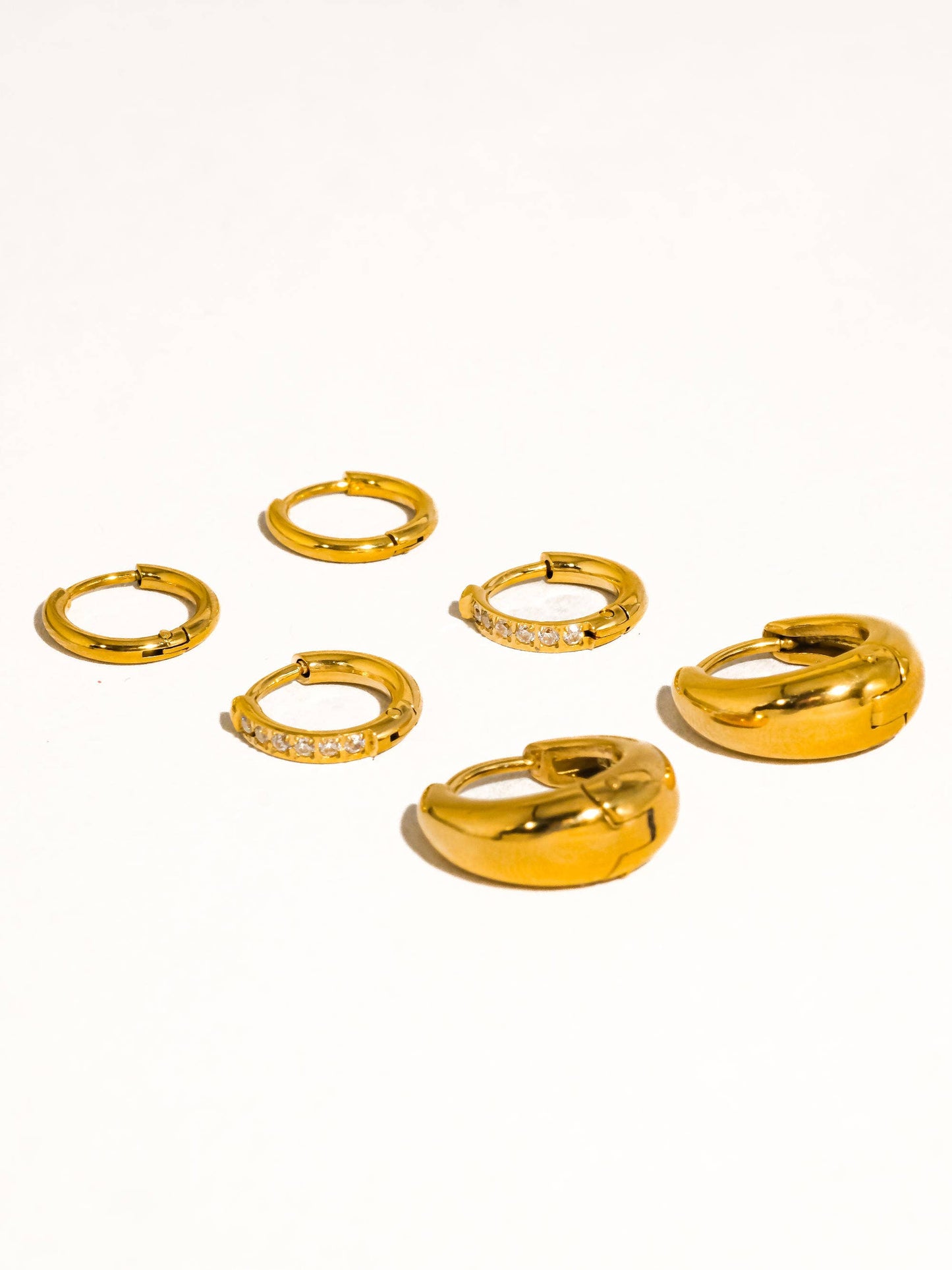 Rayon 18K Gold Glam Hoop Earring Set