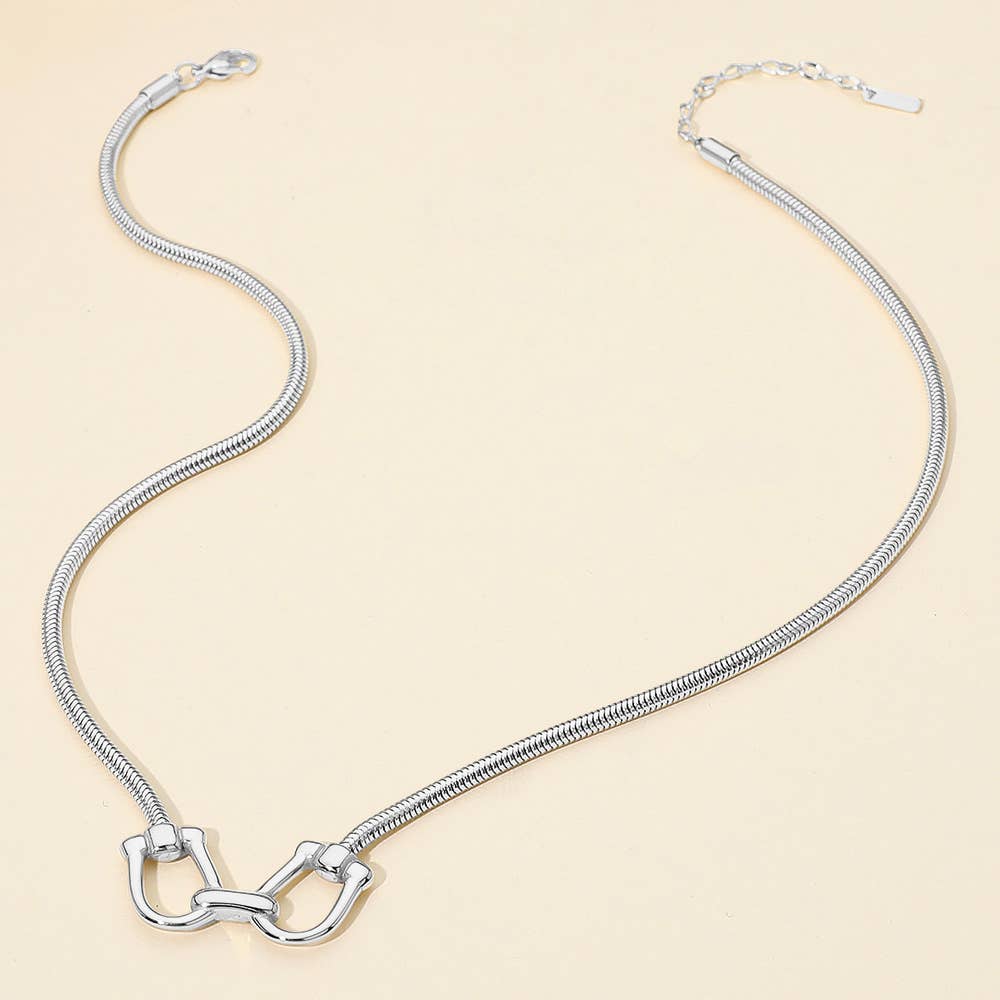 Secret Box Stainless Steel Linked Horsebit Necklace