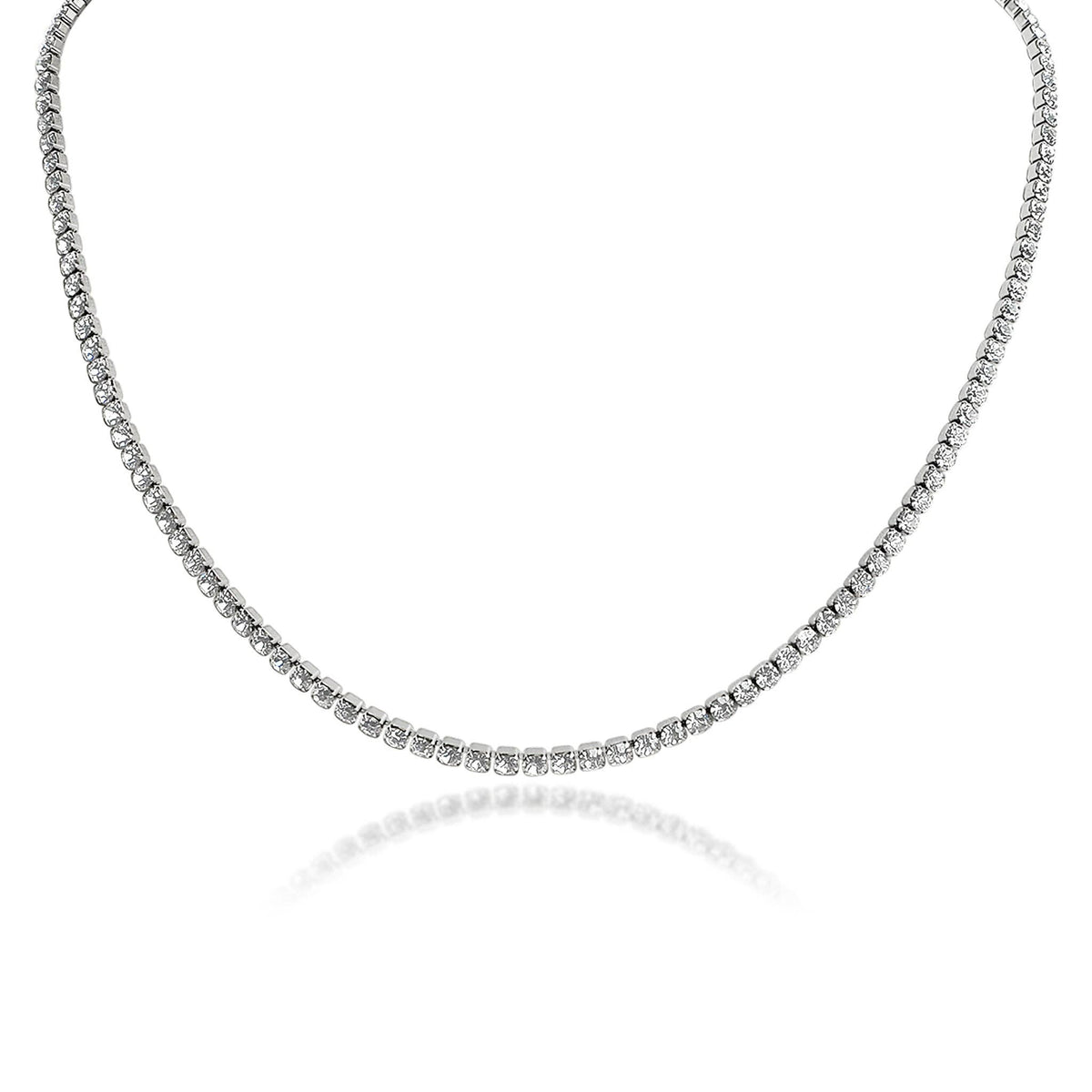Silver CZ Tennis Chain Necklace