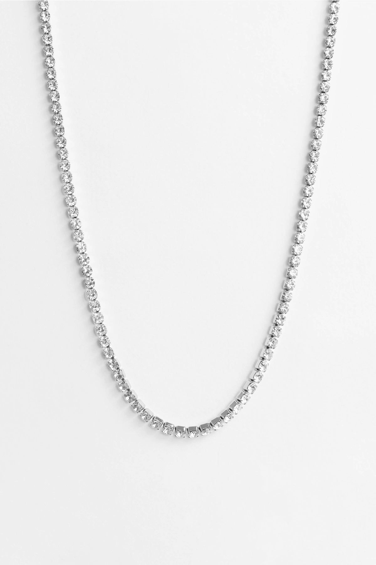 Silver CZ Tennis Chain Necklace
