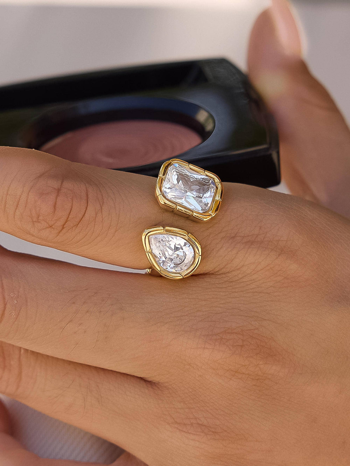 Serréa 18K Gold CZ Adjustable Ring