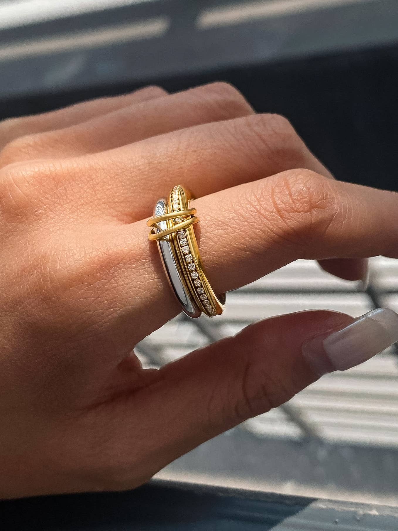 Bayard 18K Gold Multi Stack CZ Band Ring