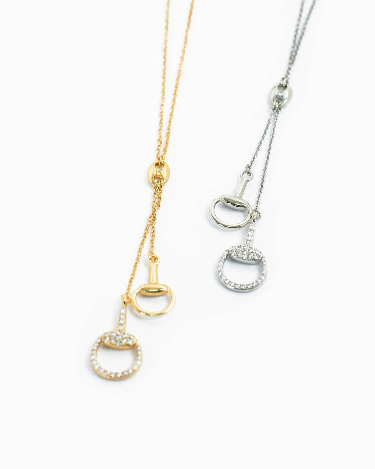 Pave Horsebit Lariat Necklace