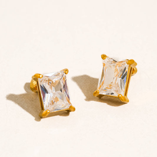 Avenn 18K Gold CZ Flat Back Earrings