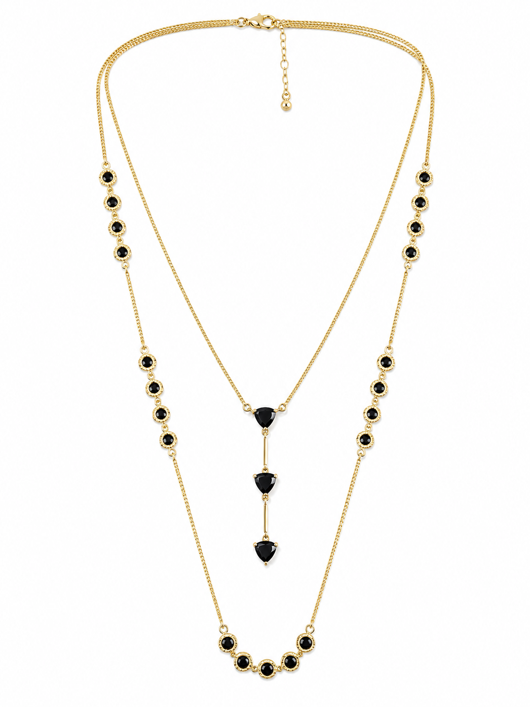 CZ Double Chain Lariat Necklace