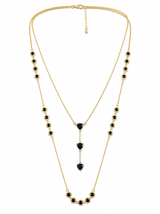 CZ Double Chain Lariat Necklace