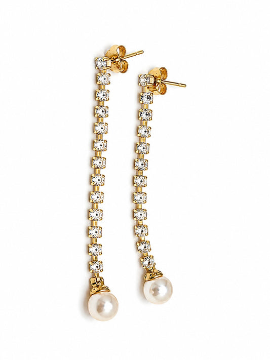 CZ Pearl Dangle Earrings