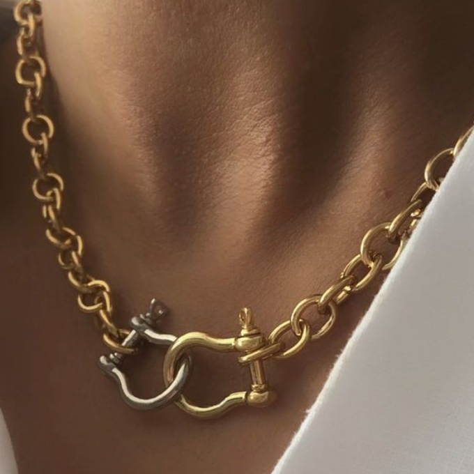 Giddy Up Rodeo Two Tone Hose Bit Shackle  Necklace