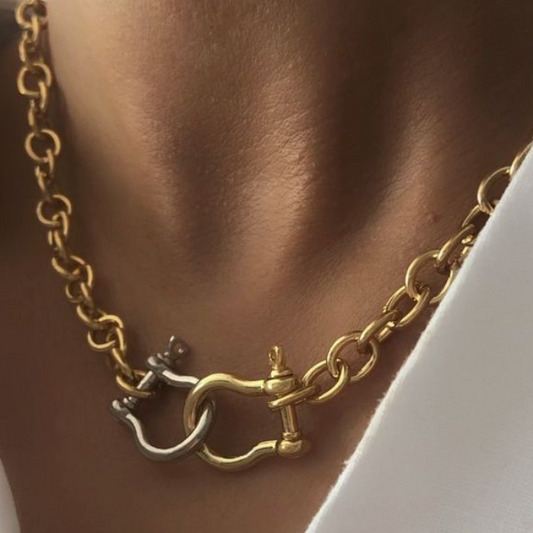 Giddy Up Rodeo Two Tone Hose Bit Shackle  Necklace