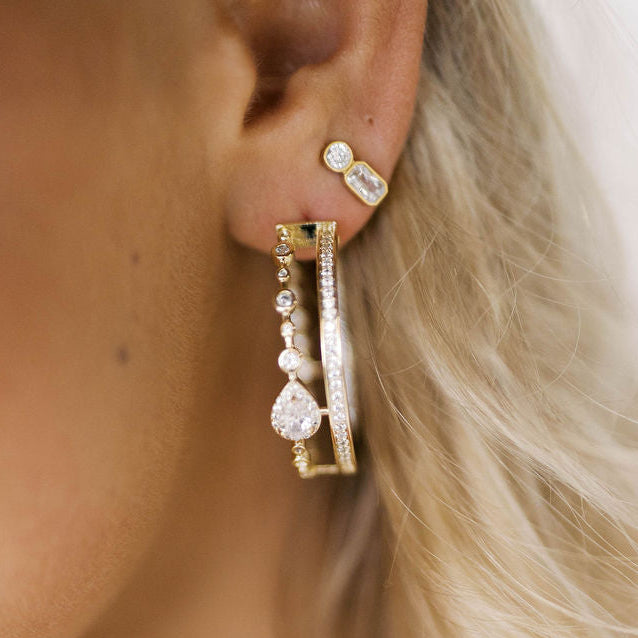 Multi Gem Hoop Earrings