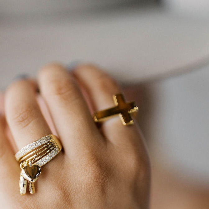 Truth 18K Gold Cross Ring