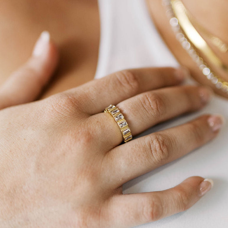 Sterling Gold Gold Rhinestone Ring