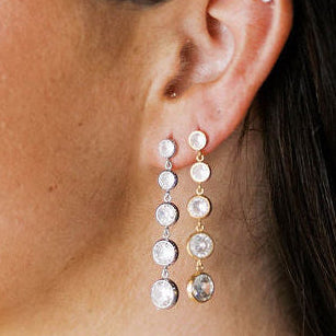 Zircon Linked Fringe Post Earrings